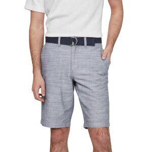 Mens Guess Slim-Fit Gray Shorts With Navy Belt Size 36 Cotton Blend